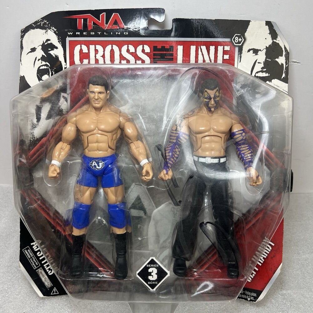 NWA TNA Impact Jakks AJ Styles Jeff Hardy Deluxe Wrestling Figures WWE Signed